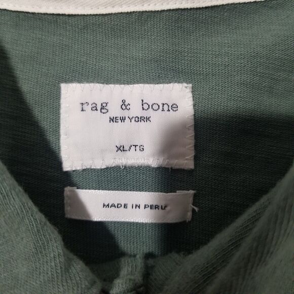 Rag & Bone Polo Shirt Mens Extra Large XL Golf Casual Green Cotton Athletic Fit - Picture 5 of 12